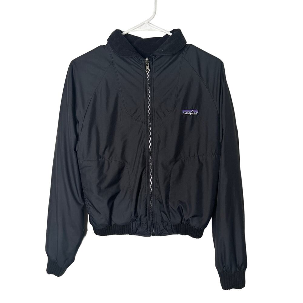 Patagonia Women Small Black Duality Jacket Reversible Windbreaker Fleece 80s 90s